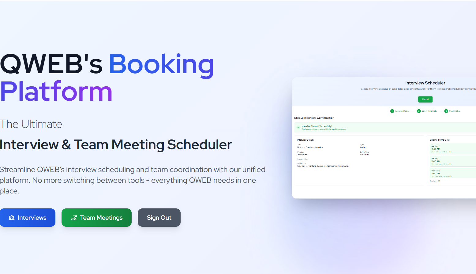 QWeb Calender Booking App